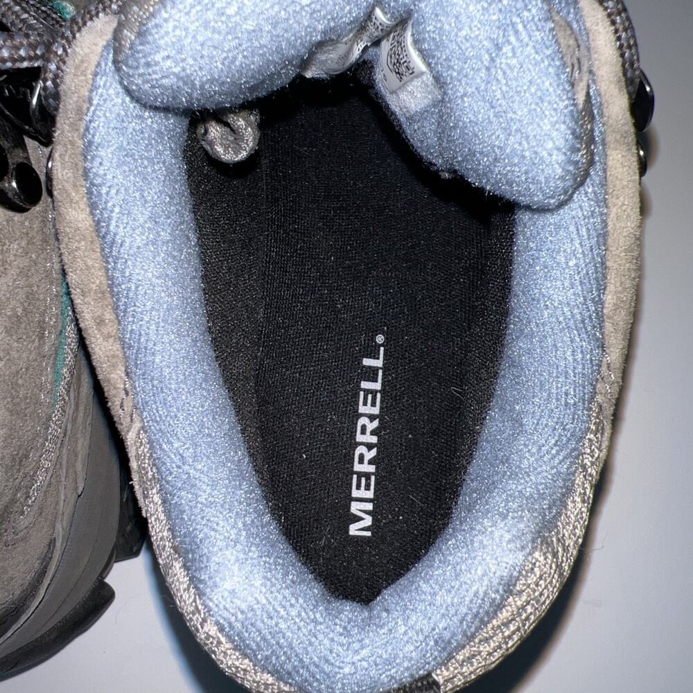 Merrell Moab 3 Mid Waterproof Hiking Boots Brown/Teal Women’s Sz 9 US - Picture 10 of 12